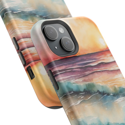 Sunset Waves MagSafe iPhone Case – Vibrant Watercolor Design