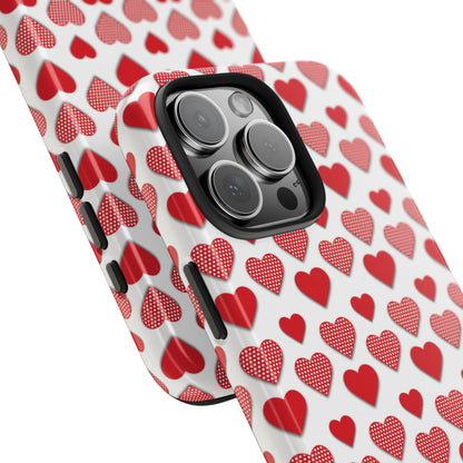 Red & Polka Dot Hearts iPhone Case