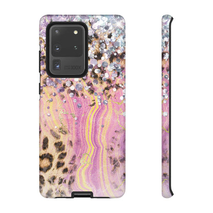 Crystal Glam Leopard - Samsung Galaxy Series Case with Glitter and Gem Accents