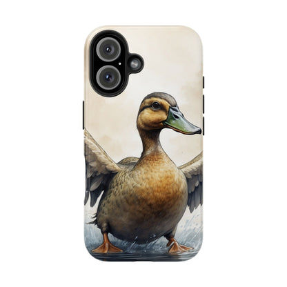 Graceful Duck in Watercolor Scene - iPhone Case