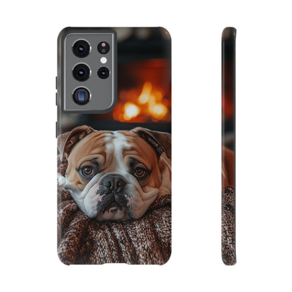 Cozy Bulldog Samsung Galaxy Case – Fireside-Inspired Protective Cover