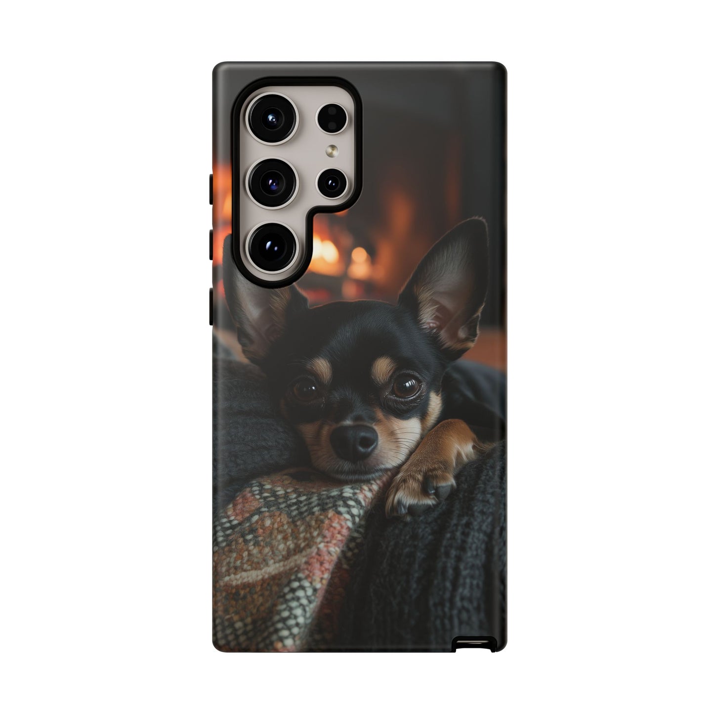 Cozy Chihuahua Fireplace Samsung Galaxy Case – Warm and Protective Design