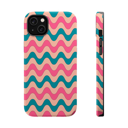 Retro Waves Pattern MagSafe iPhone Case – Shockproof Design with Dual-Layer Protection