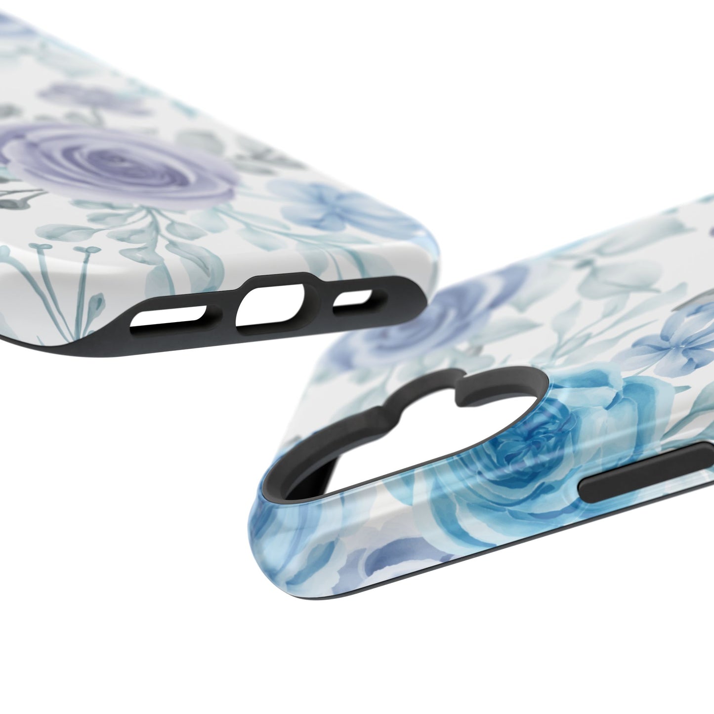 Elegant Blue & Violet Roses MagSafe Case – Artistic Floral Protection with Magnetic Charging Compatibility