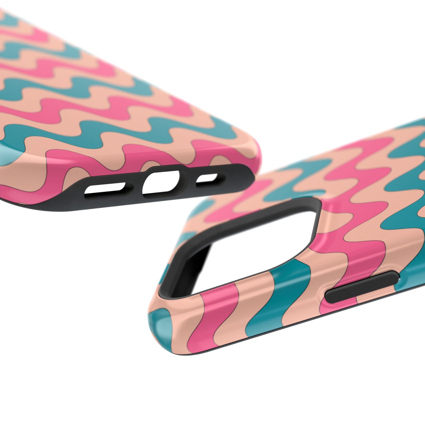 Retro Waves Pattern MagSafe iPhone Case – Shockproof Design with Dual-Layer Protection