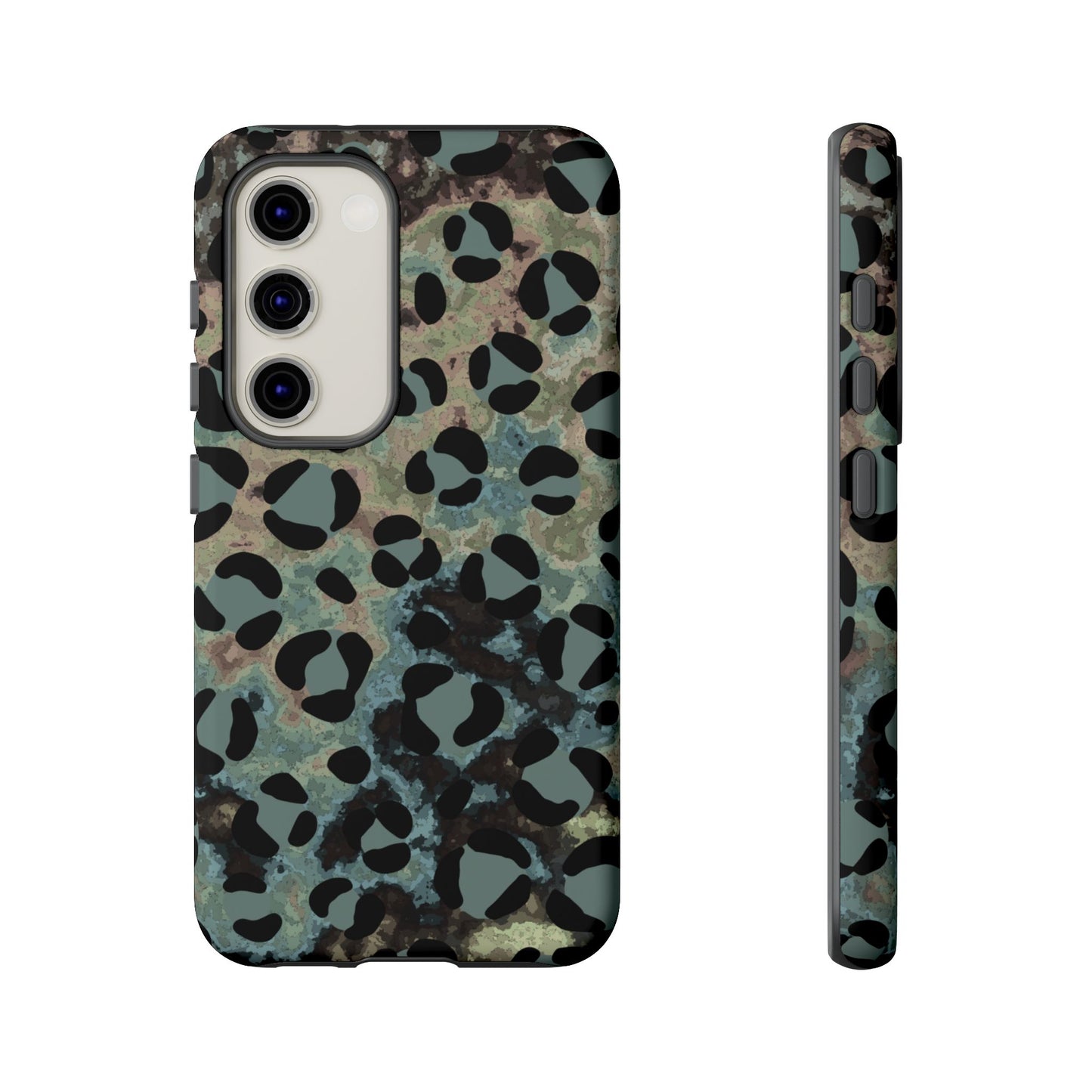 Moody Watercolor Leopard Print Tough Samsung Galaxy Case – Earthy Abstract Pattern with Dual-Layer Protection