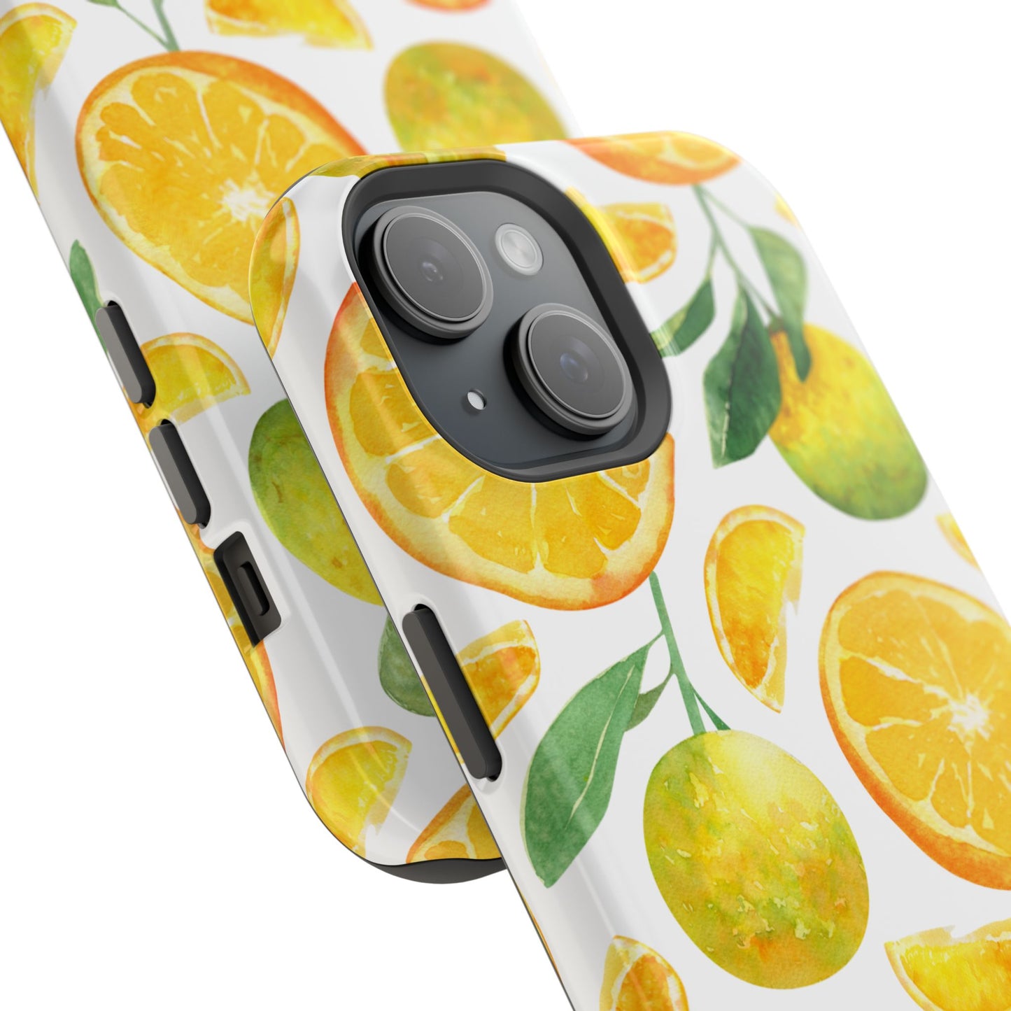 Sunny Citrus Grove Tough MagSafe iPhone Case – Watercolor Orange Design, Dual-Layer Protection