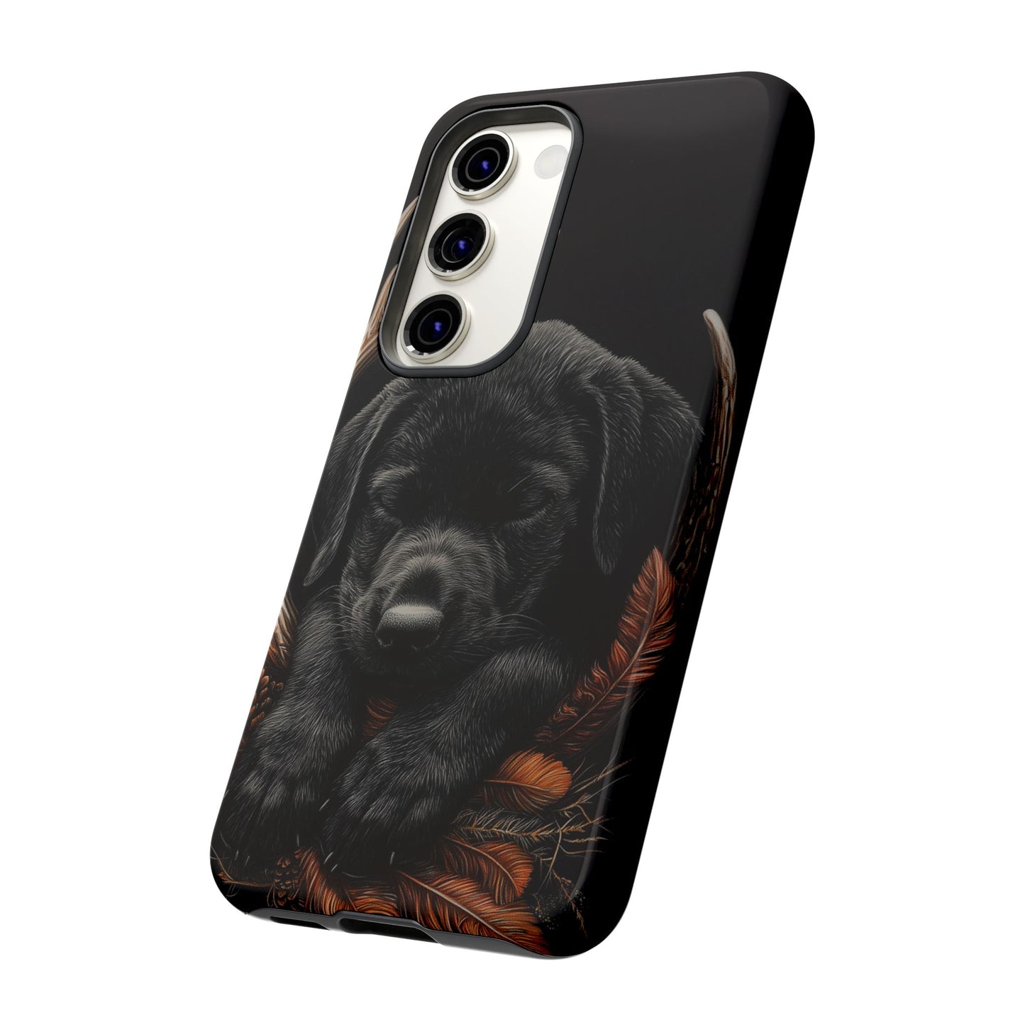 Charming Black Labrador Puppy on Feathers Samsung Galaxy Case