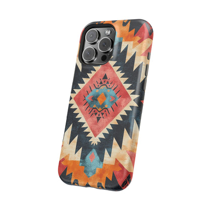 Bold Aztec Pattern Tough MagSafe iPhone Case – Vibrant Geometric Design, Dual-Layer Protection