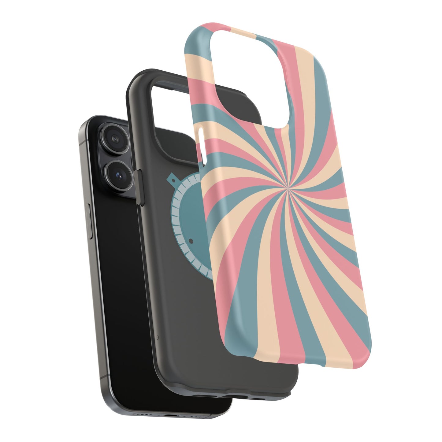 Vintage Pastel Swirl MagSafe iPhone Case – Dual-Layer Protection with 70s-Inspired Design