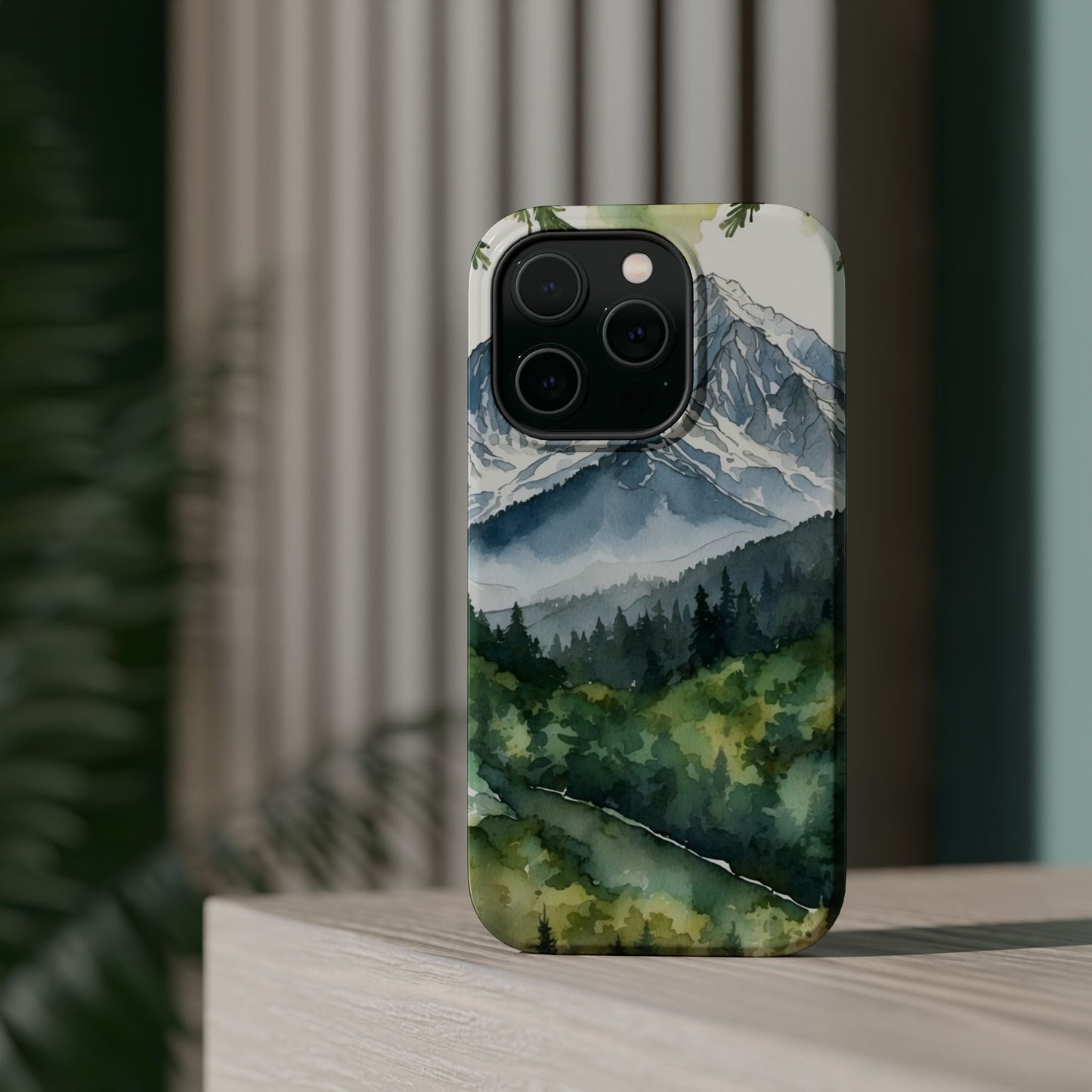 Watercolor Alpine Mountainscape - MagSafe iPhone Case