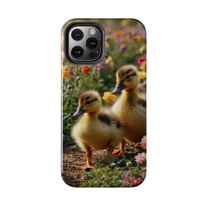 Charming Ducklings in Floral Garden - iPhone Case