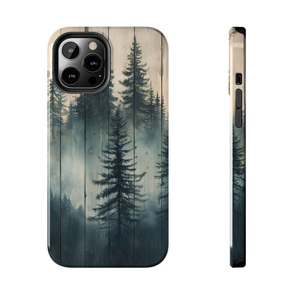 Misty Pine Forest Iphone Case - Nature-Inspired Wood Design Protective Cover