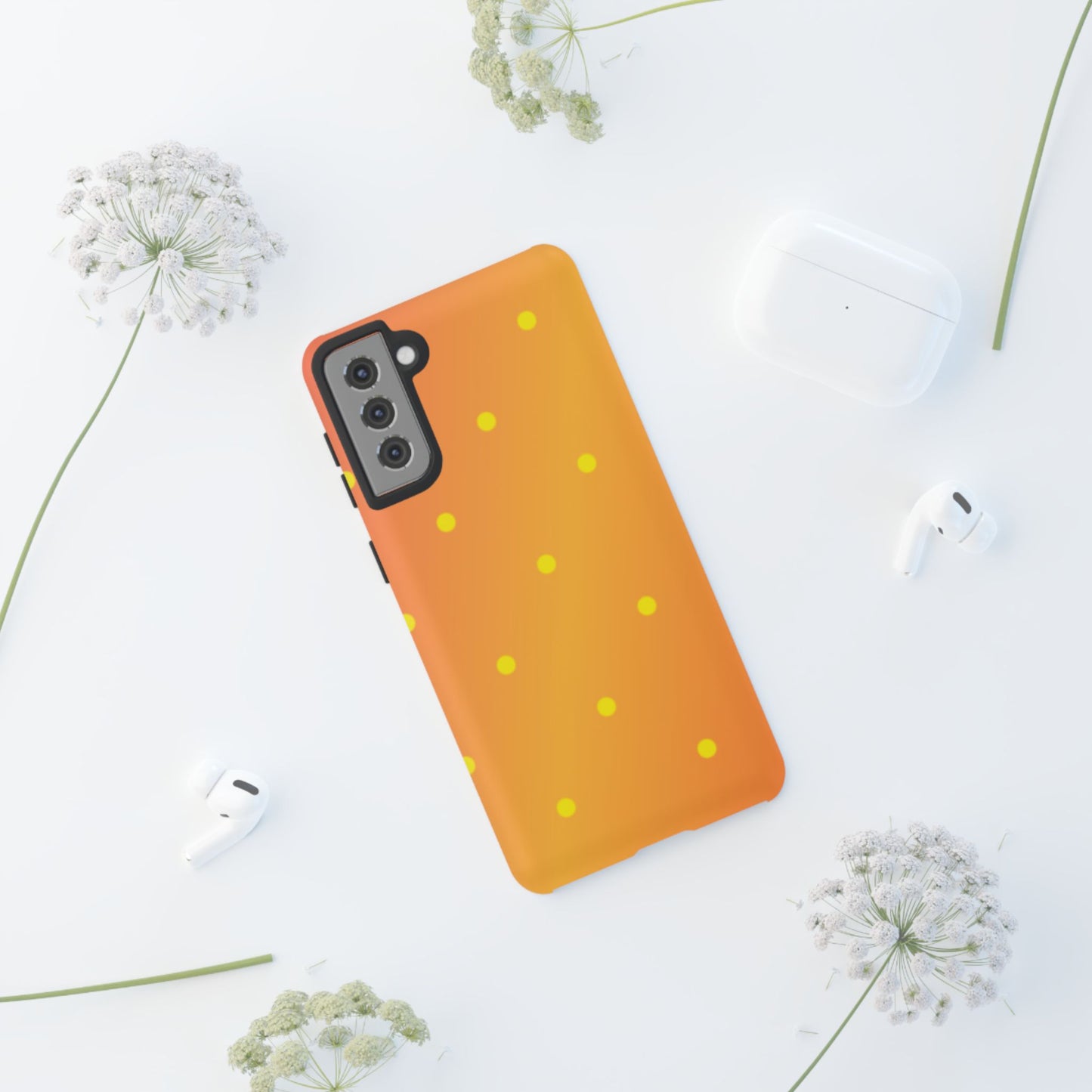 Sunset Gradient Polka Dots Samsung Galaxy Case – Shockproof, Matte Finish, Dual-Layer Protection