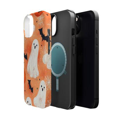 Spooky Cute Ghost MagSafe iPhone Case – Halloween Ghosts, Pumpkins, Bats & Cobwebs Design