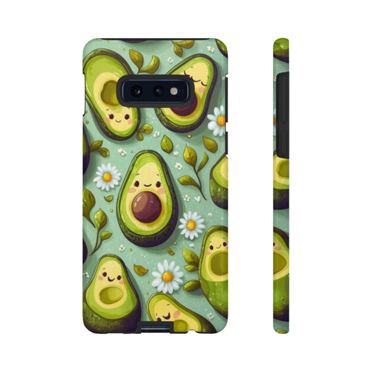 Cute Avocado Samsung Galaxy Case – Adorable Kawaii Avocados with Daisies, Shock-Resistant