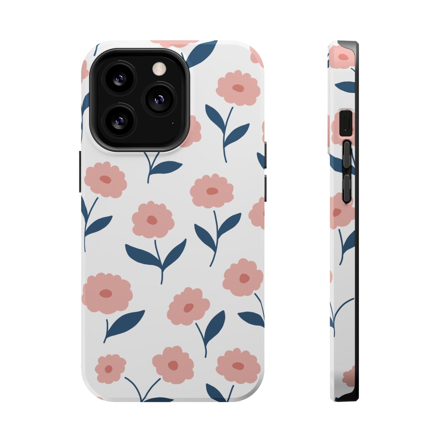 Playful Pink Floral Tough MagSafe  iPhone Case – Soft Pastel Design, Slim & Shockproof