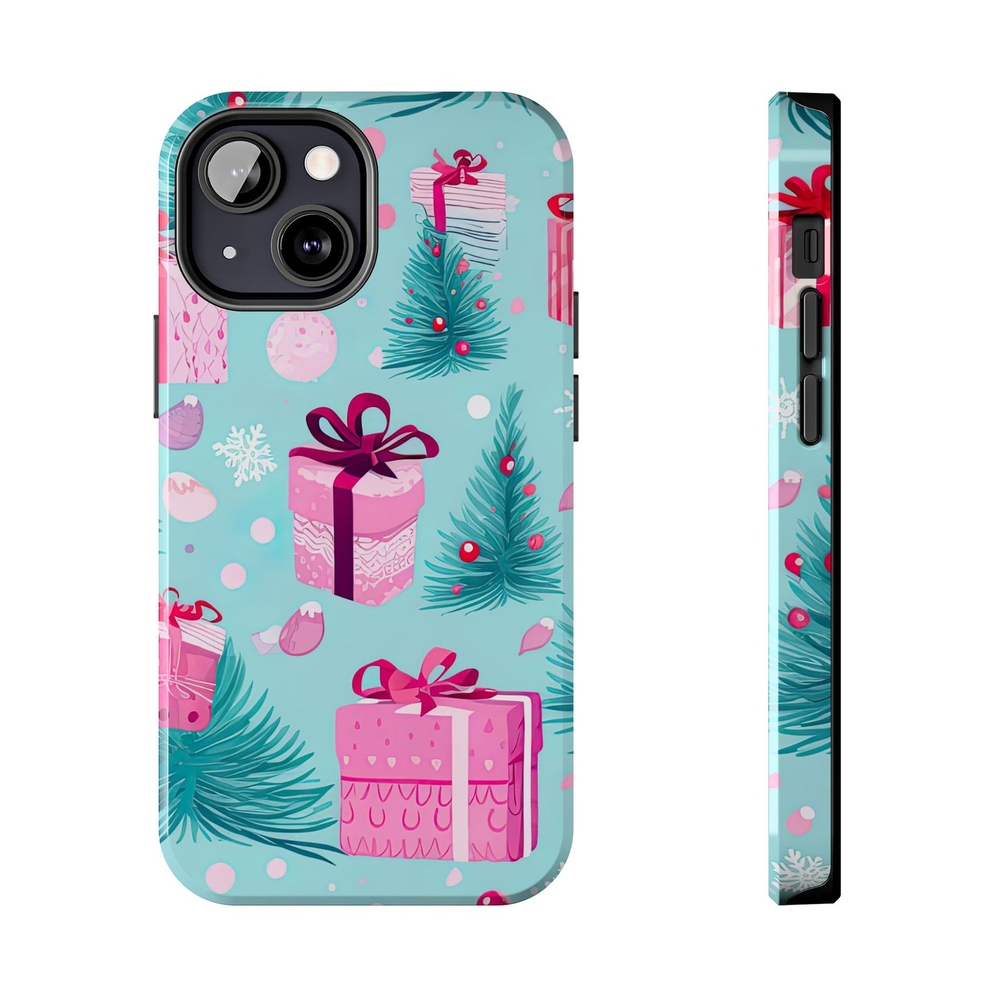 Festive Pink Christmas Gifts and Evergreen iPhone Case – Holiday Theme, Protective Cover