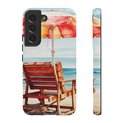 Beachfront Sunset Lounge Samsung Galaxy Case – Vibrant Watercolor Design