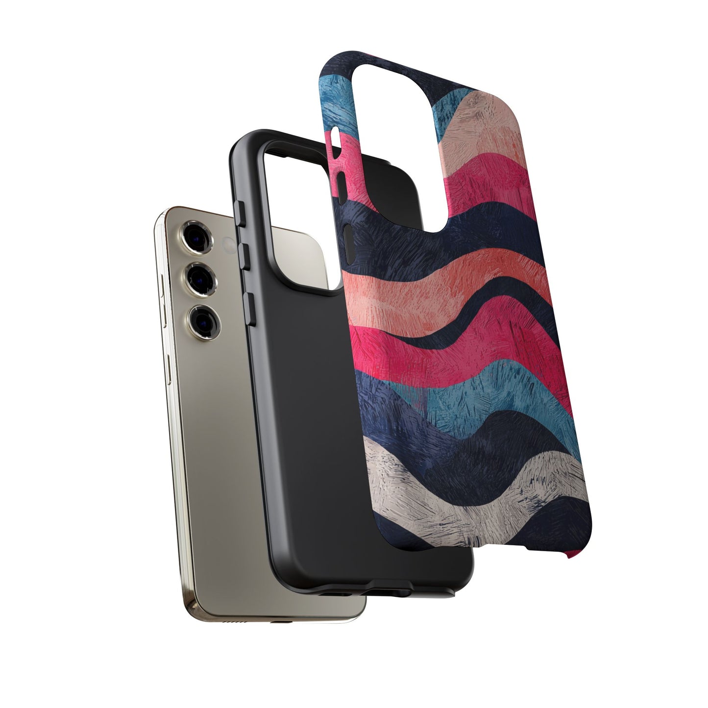 Abstract Wave Pattern Samsung Galaxy Case – Shockproof, Matte Finish, Dual-Layer Protection