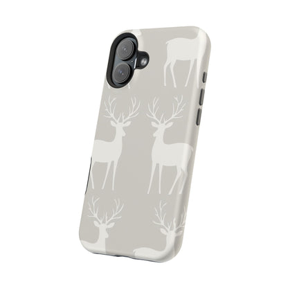 Elegant White Reindeer Pattern – MagSafe iPhone Series Case