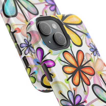 Retro Floral Pop MagSafe iPhone Case – Ultra-Slim Design, High-Gloss Finish