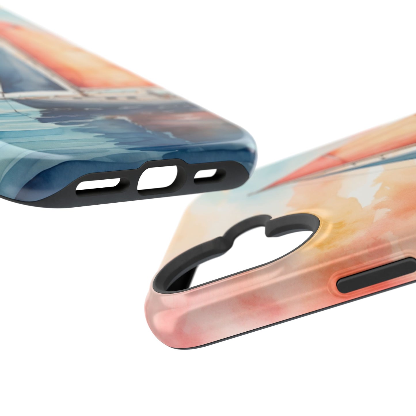 Sunset Sail MagSafe iPhone Case – Watercolor Sailboat and Sky Design