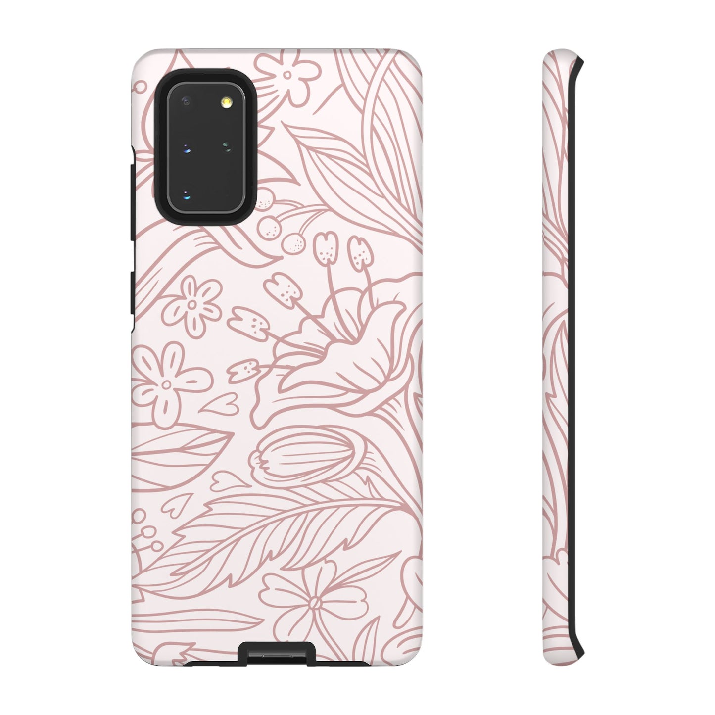 Blush Floral Line Art Tough Samsung Galaxy Case – Delicate Minimalist Design with Dual-Layer Protection