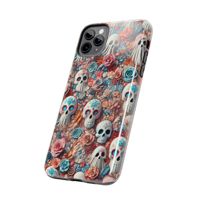 Day of the Dead Floral Skull iPhone Case - Colorful Protective Cover - Halloween Spooky Autumn Case