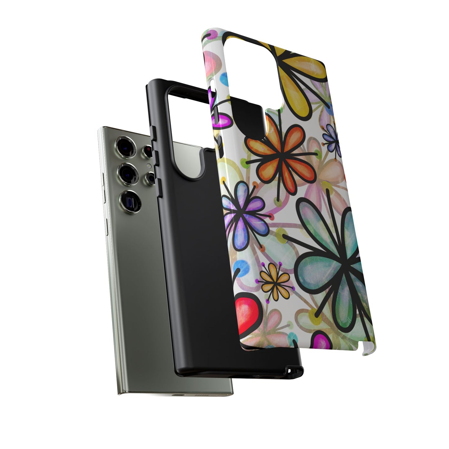 Retro Floral Pop Samsung Galaxy Case – Ultra-Slim Design, High-Gloss Finish