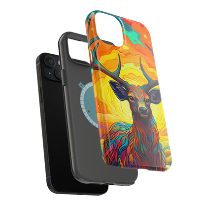 Vibrant Stag in Bloom – MagSafe iPhone Case