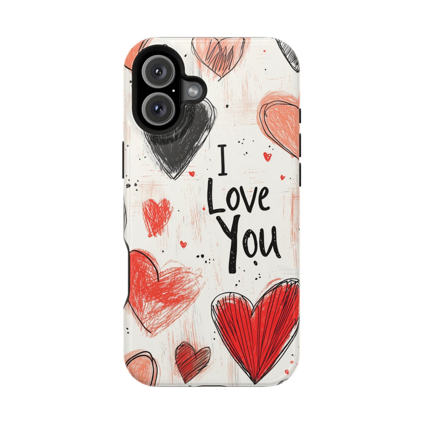 Romantic "I Love You" Heart Sketch - MagSafe Compatible Case