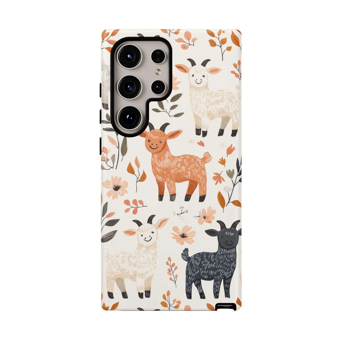 Samsung Galaxy Case: Smiley Goats & Dried Flowers – Vintage Charm