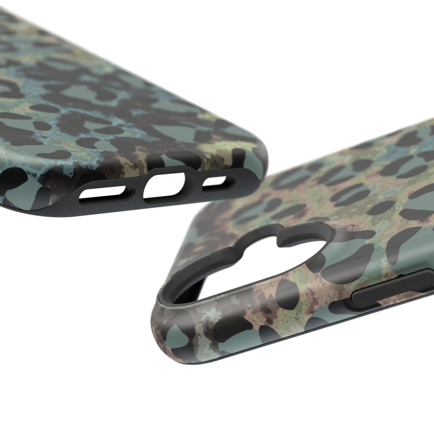 Moody Watercolor Leopard Print Tough MagSafe iPhone Case – Earthy Abstract Pattern with Dual-Layer Protection