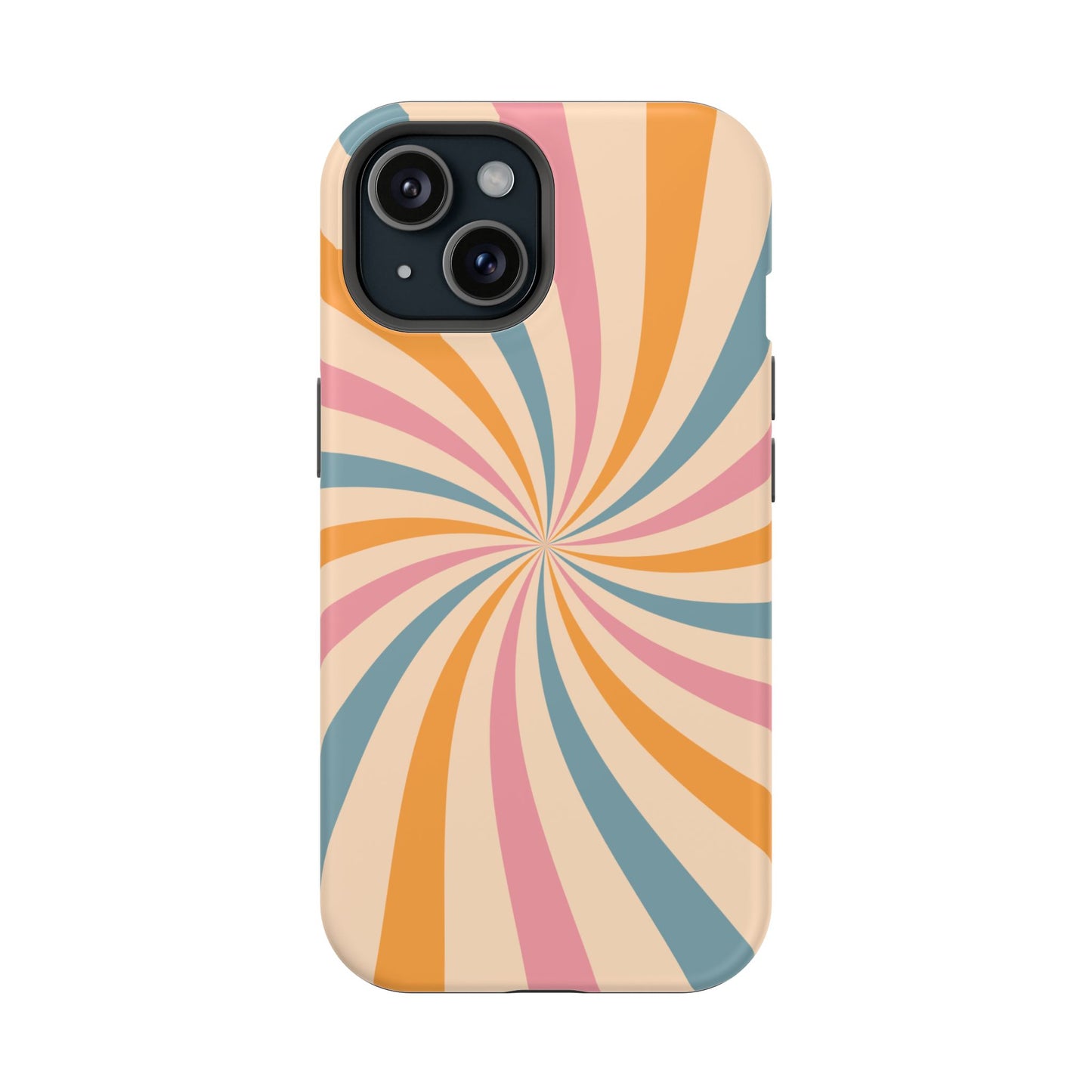 Retro Swirl Pattern MagSafe iPhone Case – Bold 70s Vibe in Pink, Orange, and Orange