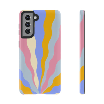 Pastel Radiance Samsung Galaxy Case – 70s-Inspired Dual-Layer Design with Wavy Sunburst Pattern