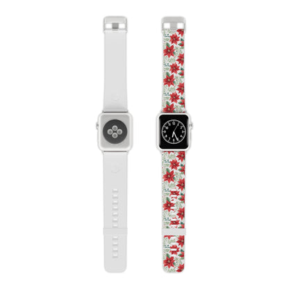 Festive Poinsettia Holiday Pattern Apple Watch Band