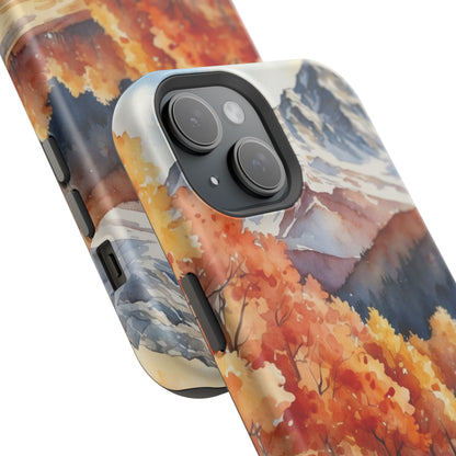 Watercolor Autumn Forest and Mountains - MagSafe iPhone Case