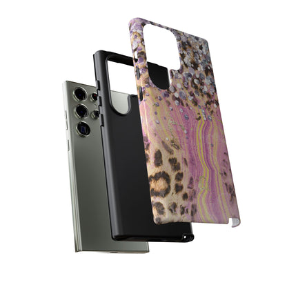 Crystal Glam Leopard - Samsung Galaxy Series Case with Glitter and Gem Accents