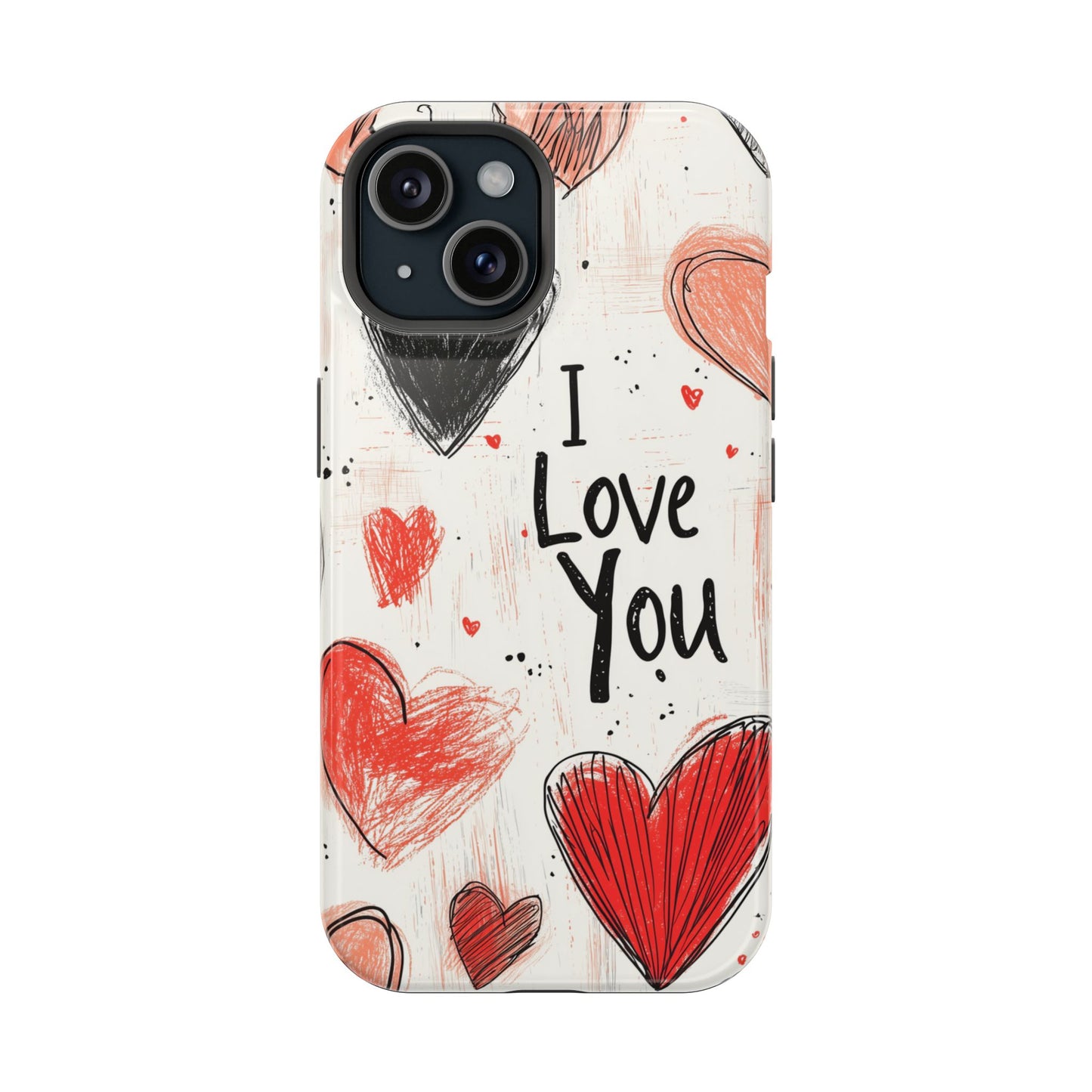 Romantic "I Love You" Heart Sketch - MagSafe Compatible Case