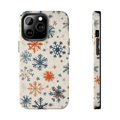 Rustic Orange and Blue Snowflake Pattern – iPhone Series Case