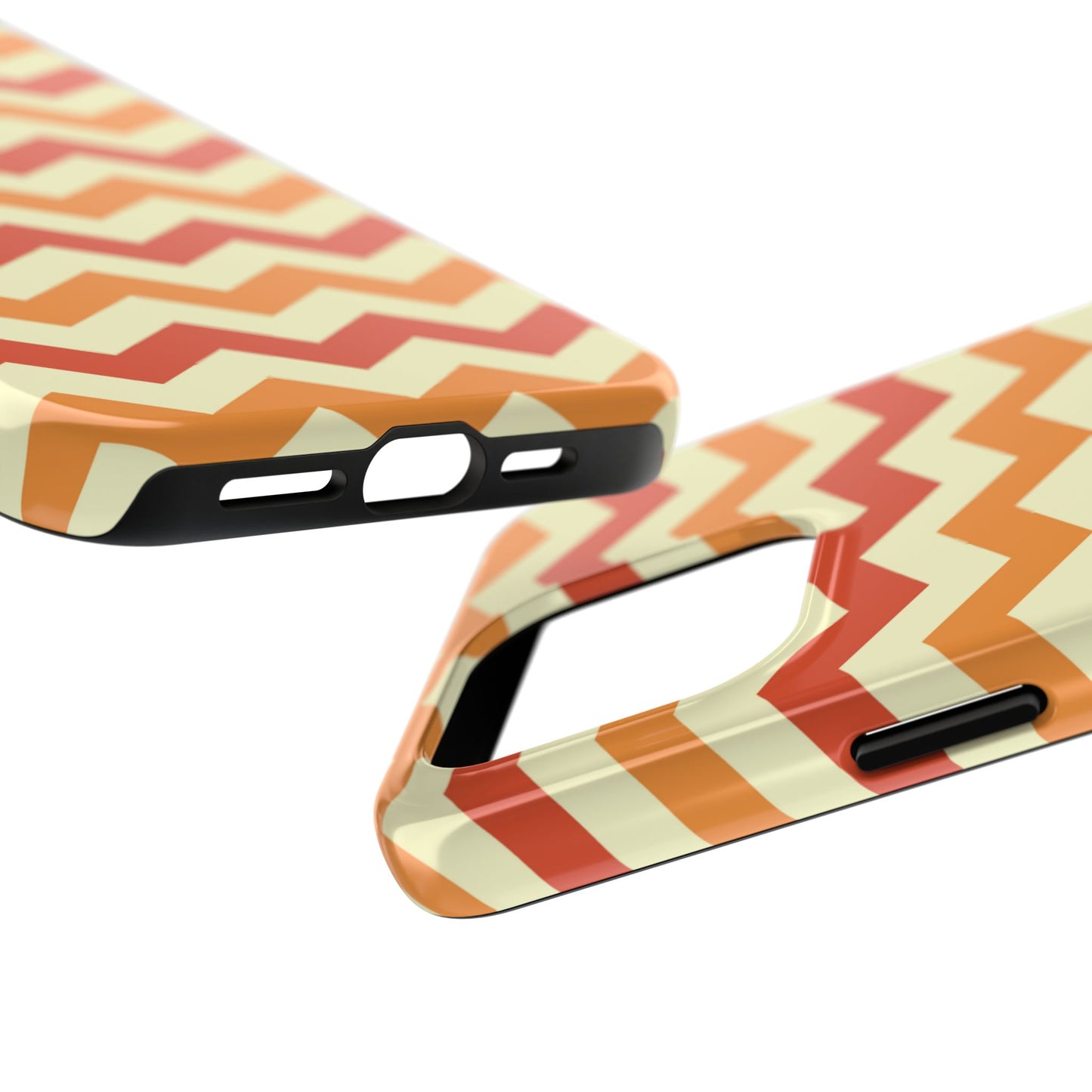 Warm Sunset Chevron – Orange, Red & Cream Geometric iPhone Case