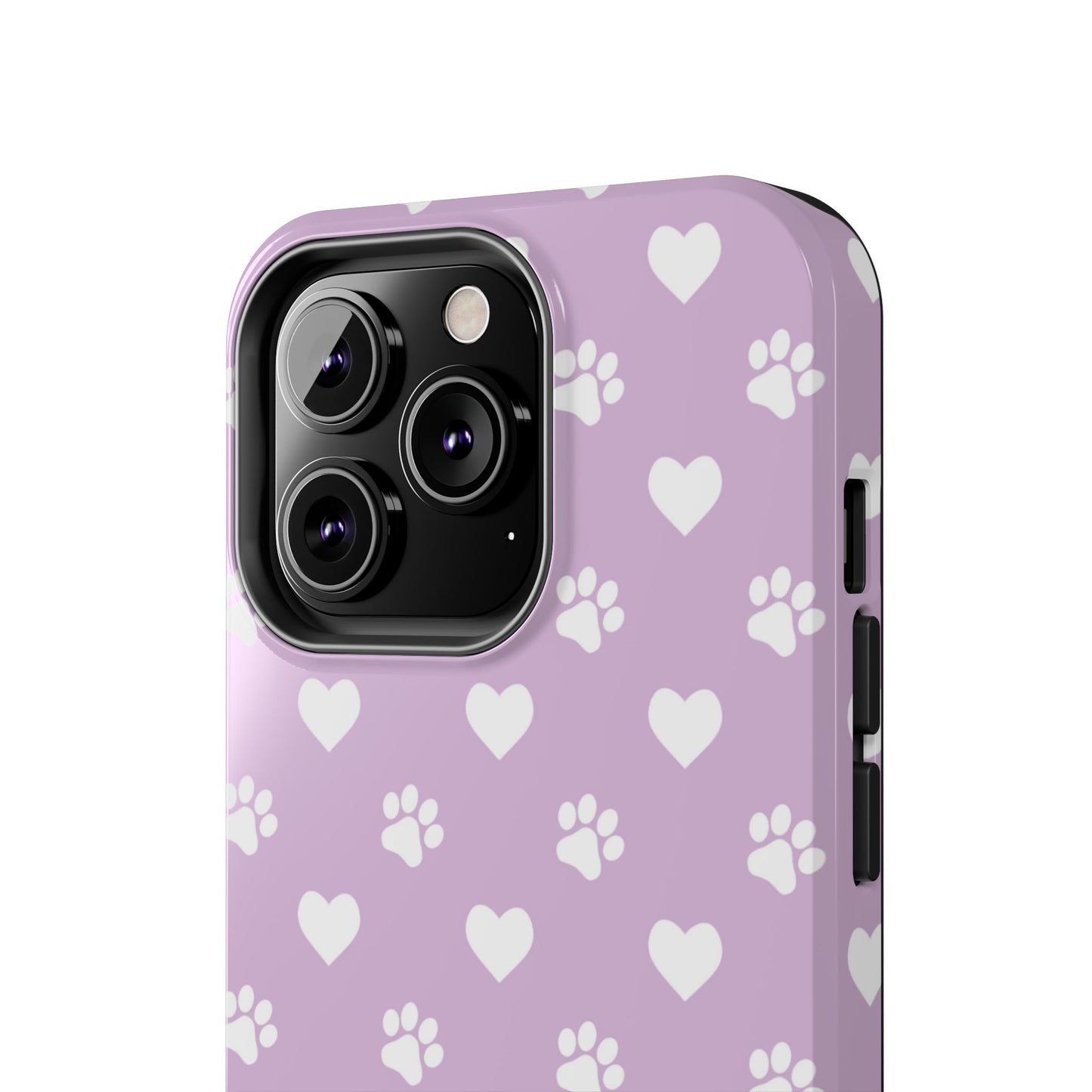 Purple Hearts & Paw Prints - Cute Pet Lover iPhone Case