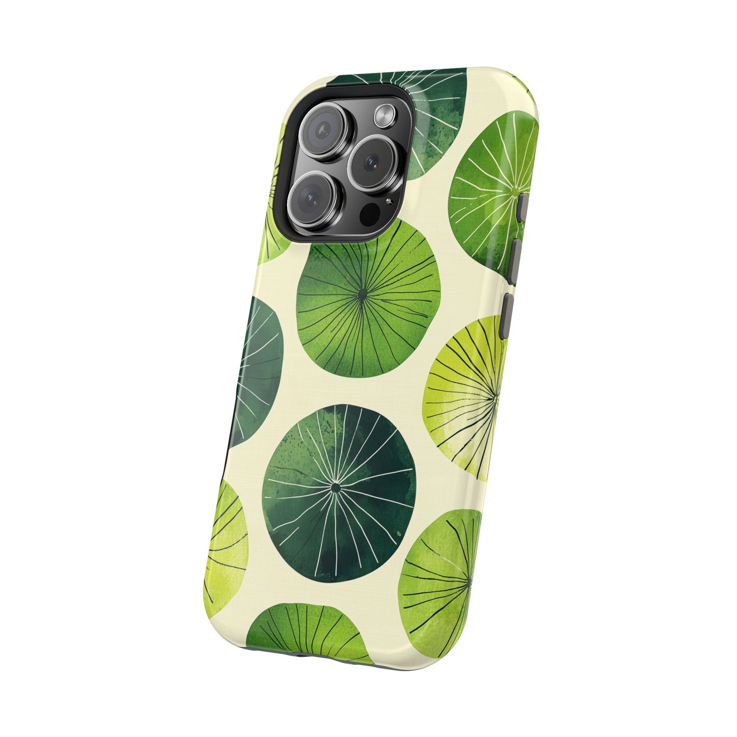 Watercolor Lily Pads MagSafe iPhone Case – Shockproof, Matte Finish, Dual-Layer Protection