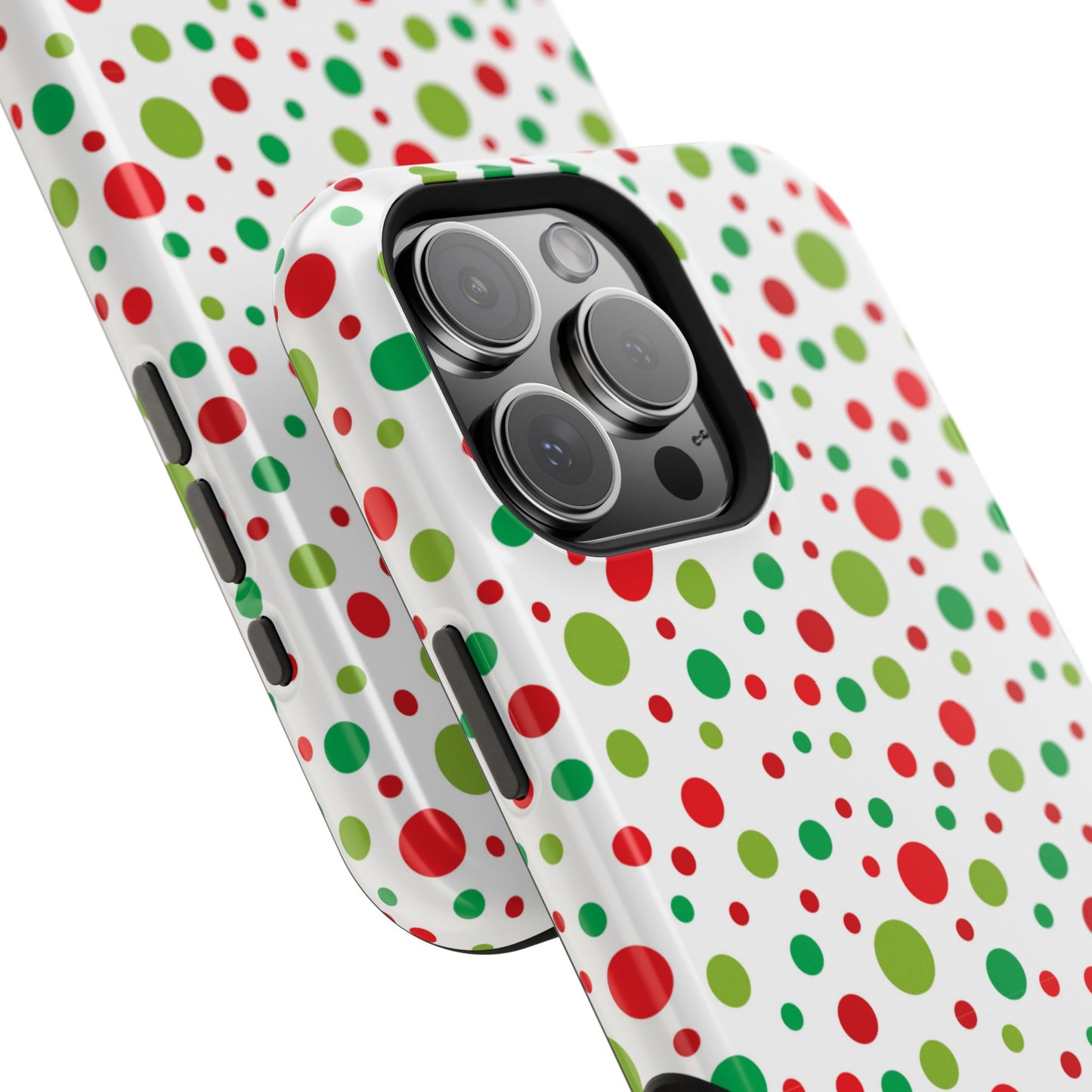 Red & Green Christmas Polka Dots – MagSafe iPhone Case