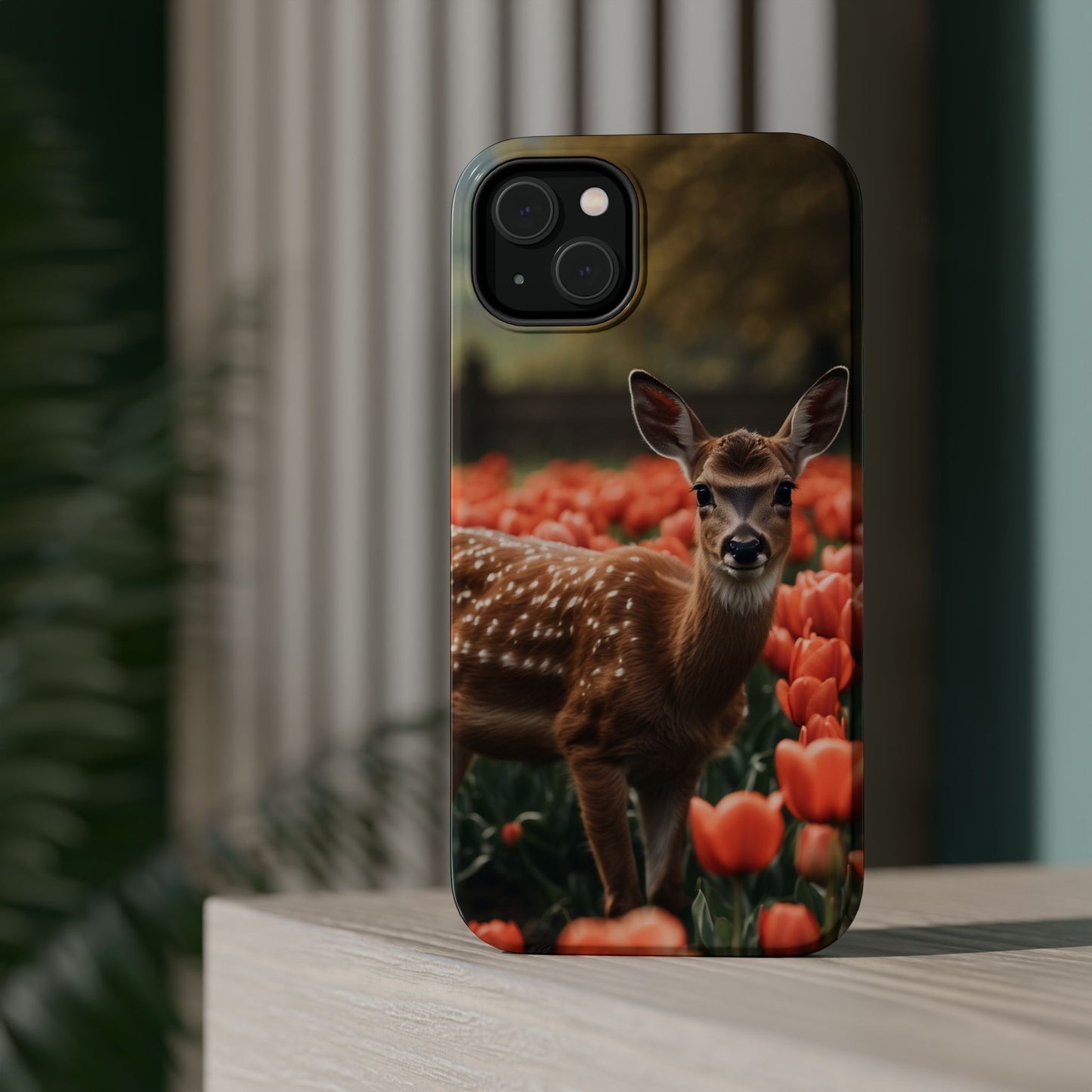 Fawn Among Tulips MagSafe iPhone Case