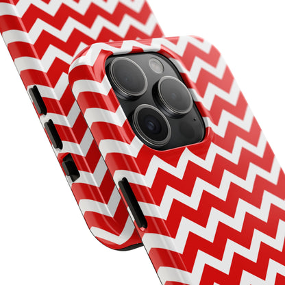 Bold Red & White Chevron – Modern Geometric iPhone Case