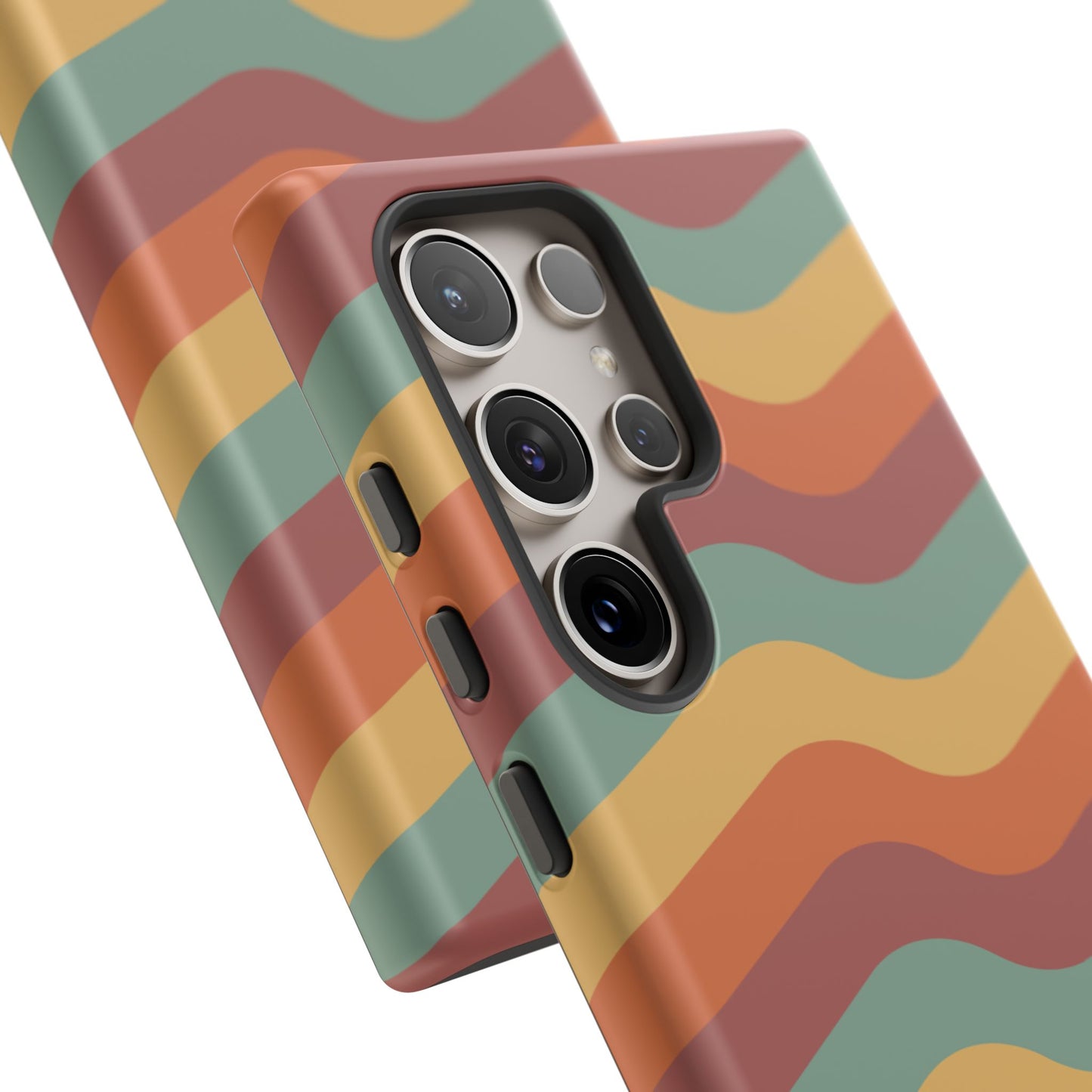 Retro Vibe Wavy Stripes Samsung Galaxy Case – 70s-Inspired in Teal, Orange, and Rust