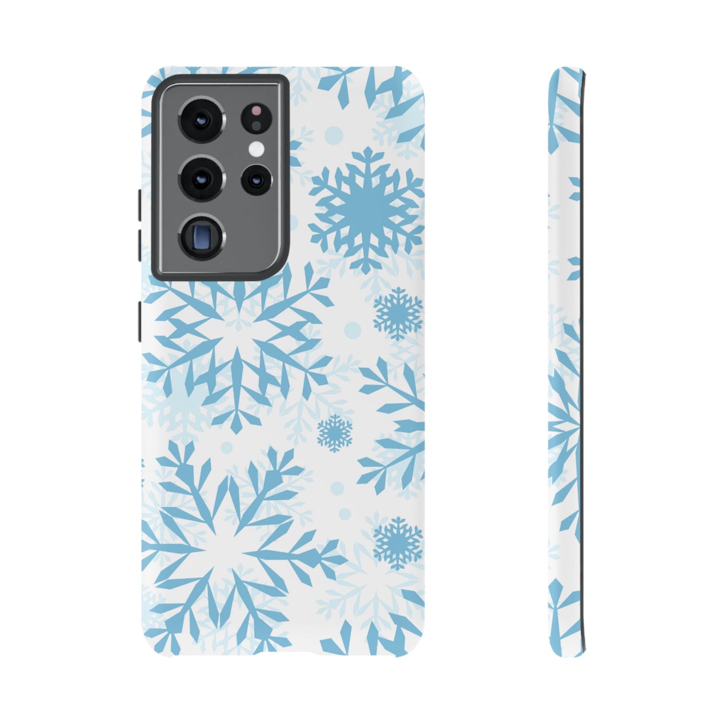 Frosty Blue Snowflakes Samsung Galaxy Case – Shockproof, Smooth Matte Finish, Dual-Layer Design