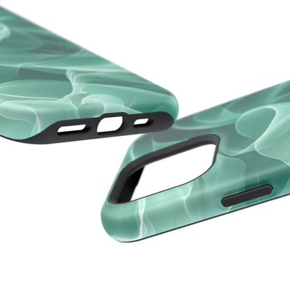 Emerald Flow MagSafe iPhone Case – Translucent Green Fabric-Inspired Design